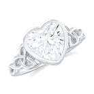 Heart Shape Moissanite Solitaire Celtic Knot Ring in Bezel Setting Moissanite - ( D-VS1 ) - Color and Clarity - Rosec Jewels