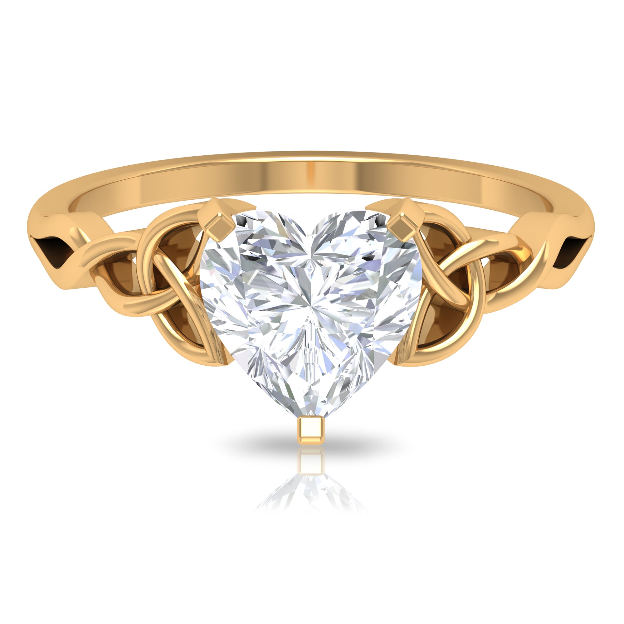 2 CT Celtic Detail Moissanite Heart Engagement Ring in Gold Moissanite - ( D-VS1 ) - Color and Clarity - Rosec Jewels