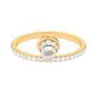 3/4 CT Freshwater Pearl and Diamond Minimal Ring Freshwater Pearl - ( AAA ) - Quality - Rosec Jewels