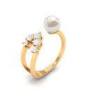 2.50 CT Freshwater Pearl and Diamond Designer Cuff Ring Freshwater Pearl - ( AAA ) - Quality - Rosec Jewels