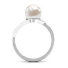 Designer Freshwater Pearl Solitaire and Diamond Ring Freshwater Pearl - ( AAA ) - Quality - Rosec Jewels