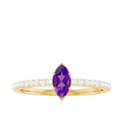 1/2 Carat Amethyst Marquise Engagement Ring with Diamond Amethyst - ( AAA ) - Quality - Rosec Jewels