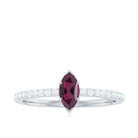 0.75 CT Natural Rhodolite Promise Ring with Diamond Accent Rhodolite - ( AAA ) - Quality - Rosec Jewels