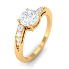 Solitaire Cubic Zirconia Bypass Engagement Ring in Gold Zircon - ( AAAA ) - Quality - Rosec Jewels