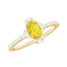 1 CT Oval Yellow Sapphire Solitaire Ring with Moissanite Halo Yellow Sapphire - ( AAA ) - Quality - Rosec Jewels