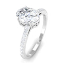 2.25 CT Oval Cut Solitaire Zircon Engagement Ring with Side Stones Zircon - ( AAAA ) - Quality - Rosec Jewels