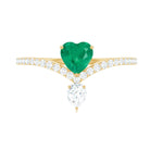 1 CT Heart Emerald Designer Solitaire Engagement Ring with Diamond Accent Emerald - ( AAA ) - Quality - Rosec Jewels