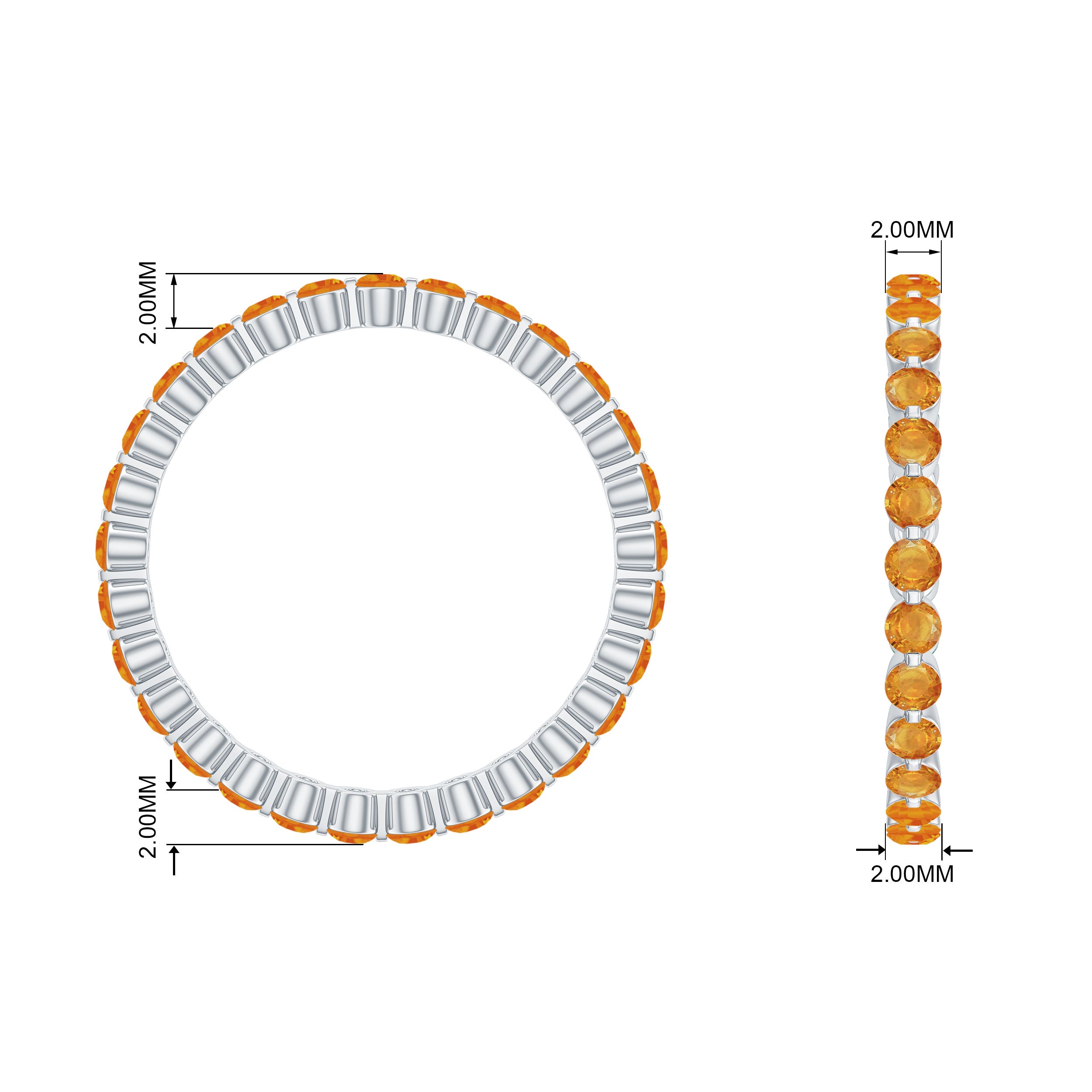 1.50 CT Orange Sapphire Floating Eternity Ring Orange Sapphire - ( AAA ) - Quality - Rosec Jewels