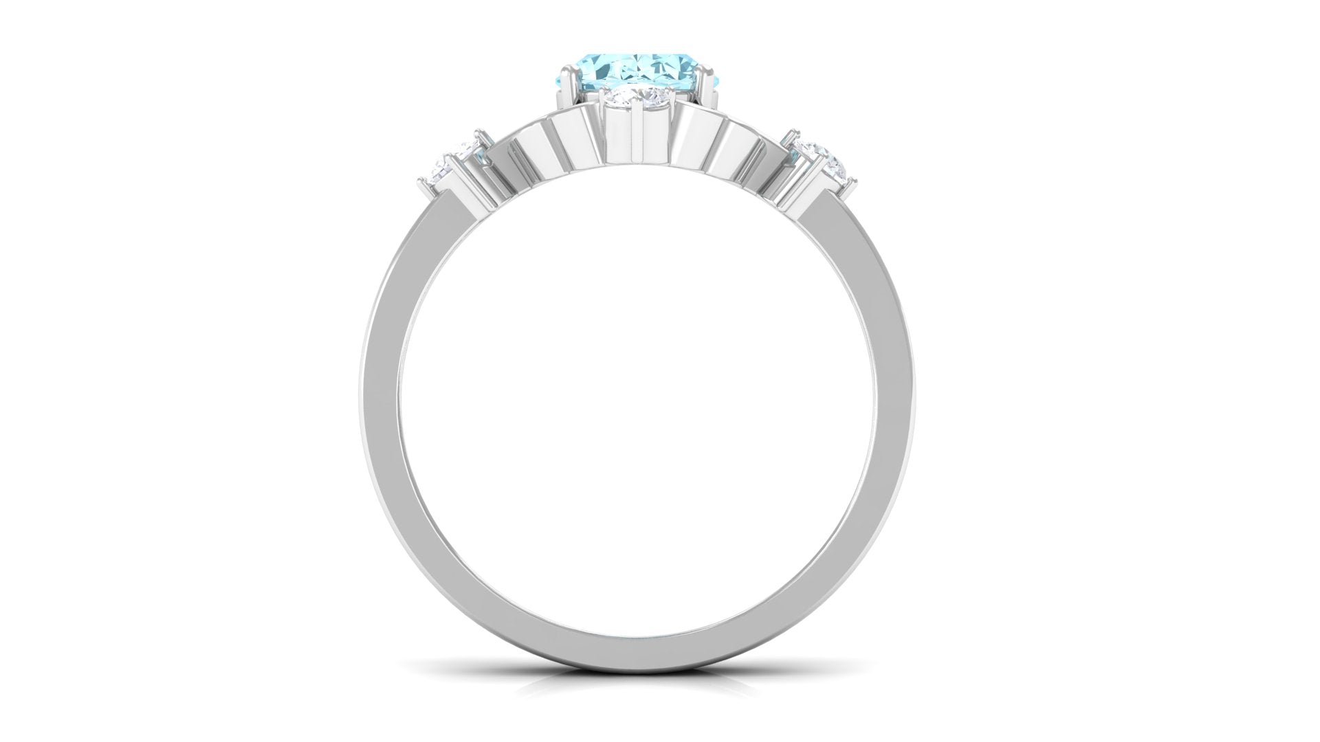 1.25 CT Oval Shape Aquamarine and Diamond Cocktail Ring Aquamarine - ( AAA ) - Quality - Rosec Jewels