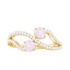 3/4 CT Minimal Rose Quartz and Diamond Engagement Ring Rose Quartz - ( AAA ) - Quality - Rosec Jewels