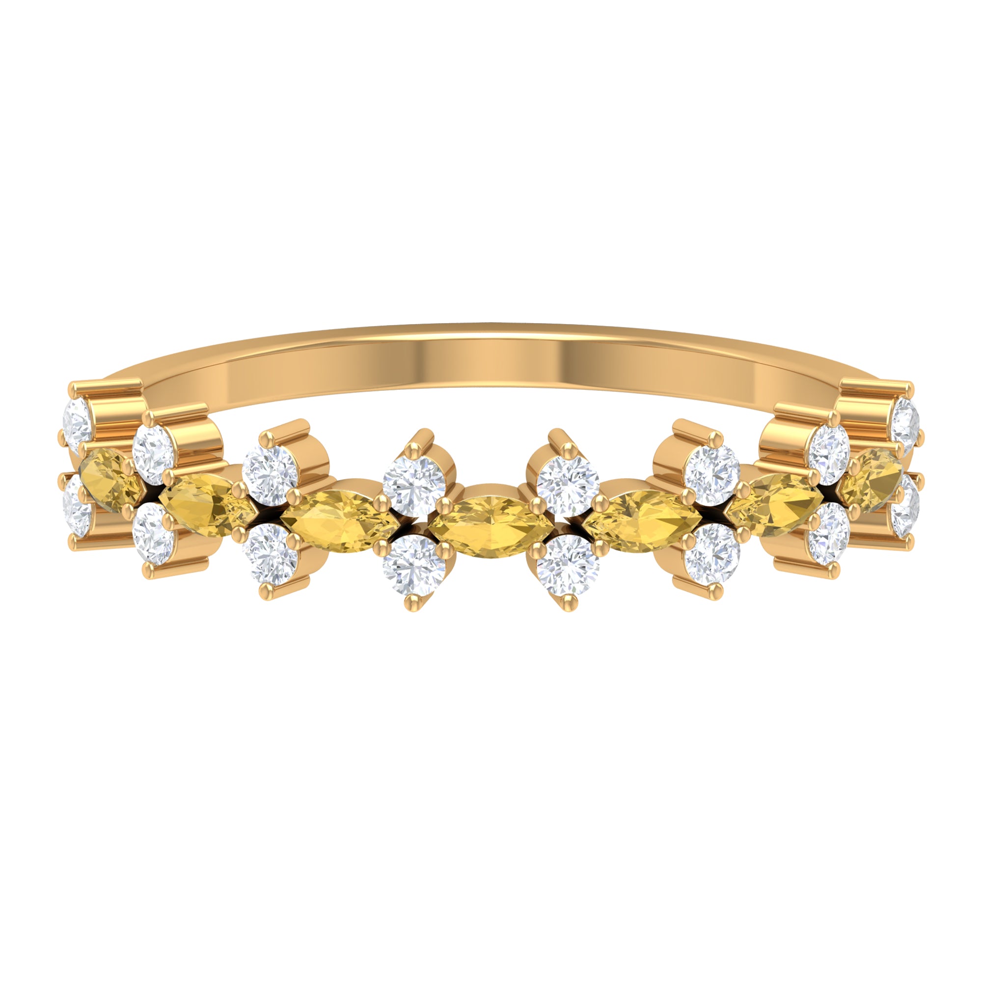 1/2 CT Classic Marquise Citrine and Diamond Half Eternity Ring Citrine - ( AAA ) - Quality - Rosec Jewels