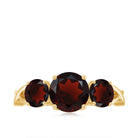 3 Stone Round Garnet Crossover Engagement Ring Garnet - ( AAA ) - Quality - Rosec Jewels