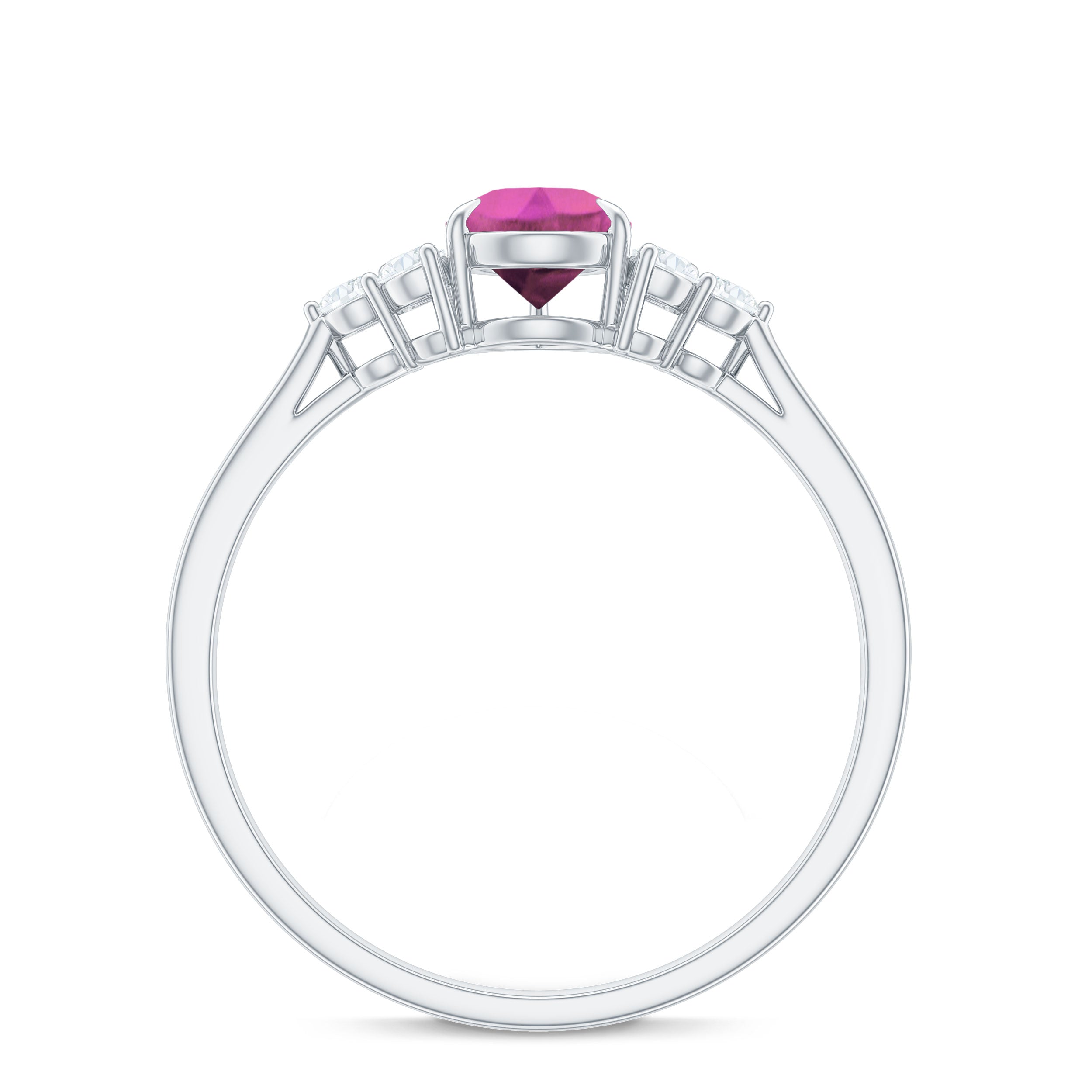 3/4 CT Natural Pink Tourmaline Teardrop Solitaire Ring with Diamond Trio Pink Tourmaline - ( AAA ) - Quality - Rosec Jewels