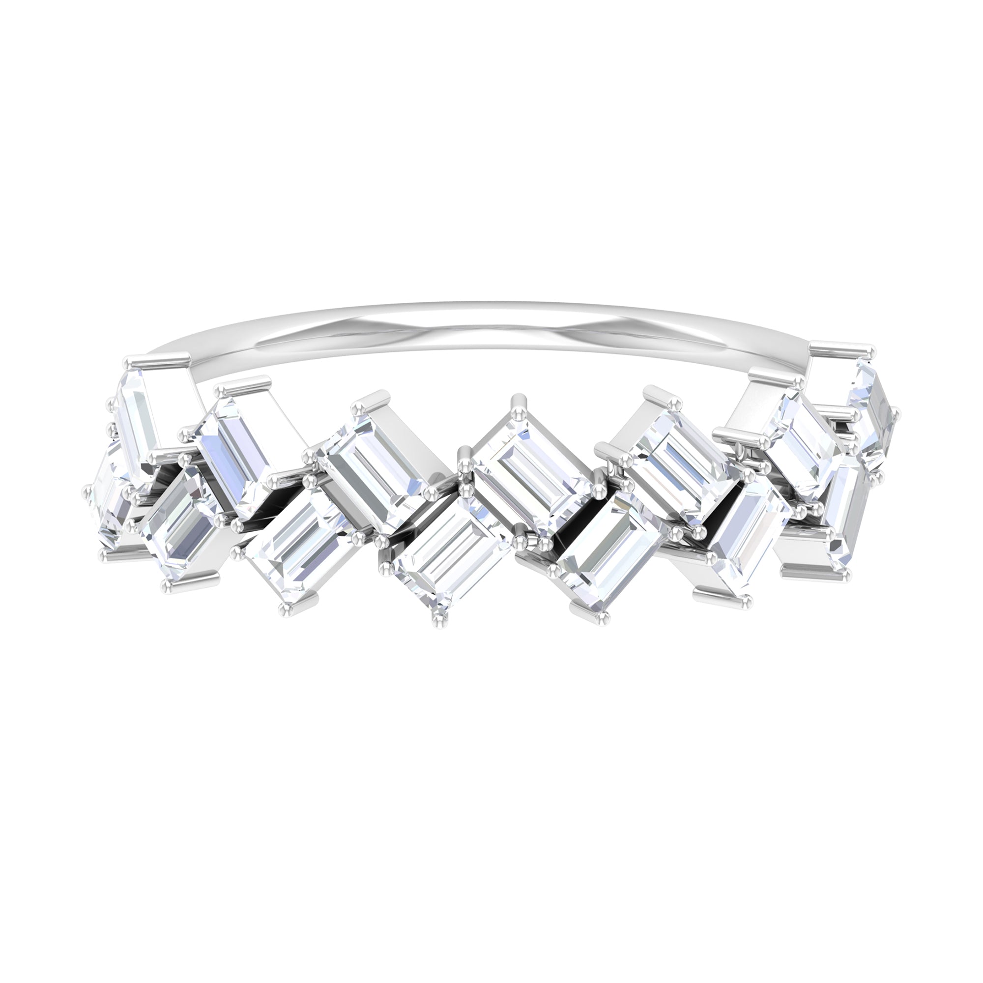 3/4 CT Baguette Cut Moissanite Braided Half Eternity Ring Moissanite - ( D-VS1 ) - Color and Clarity - Rosec Jewels