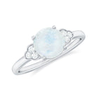 1.50 CT Moonstone Solitaire Engagement Ring with Diamond Trio Moonstone - ( AAA ) - Quality - Rosec Jewels