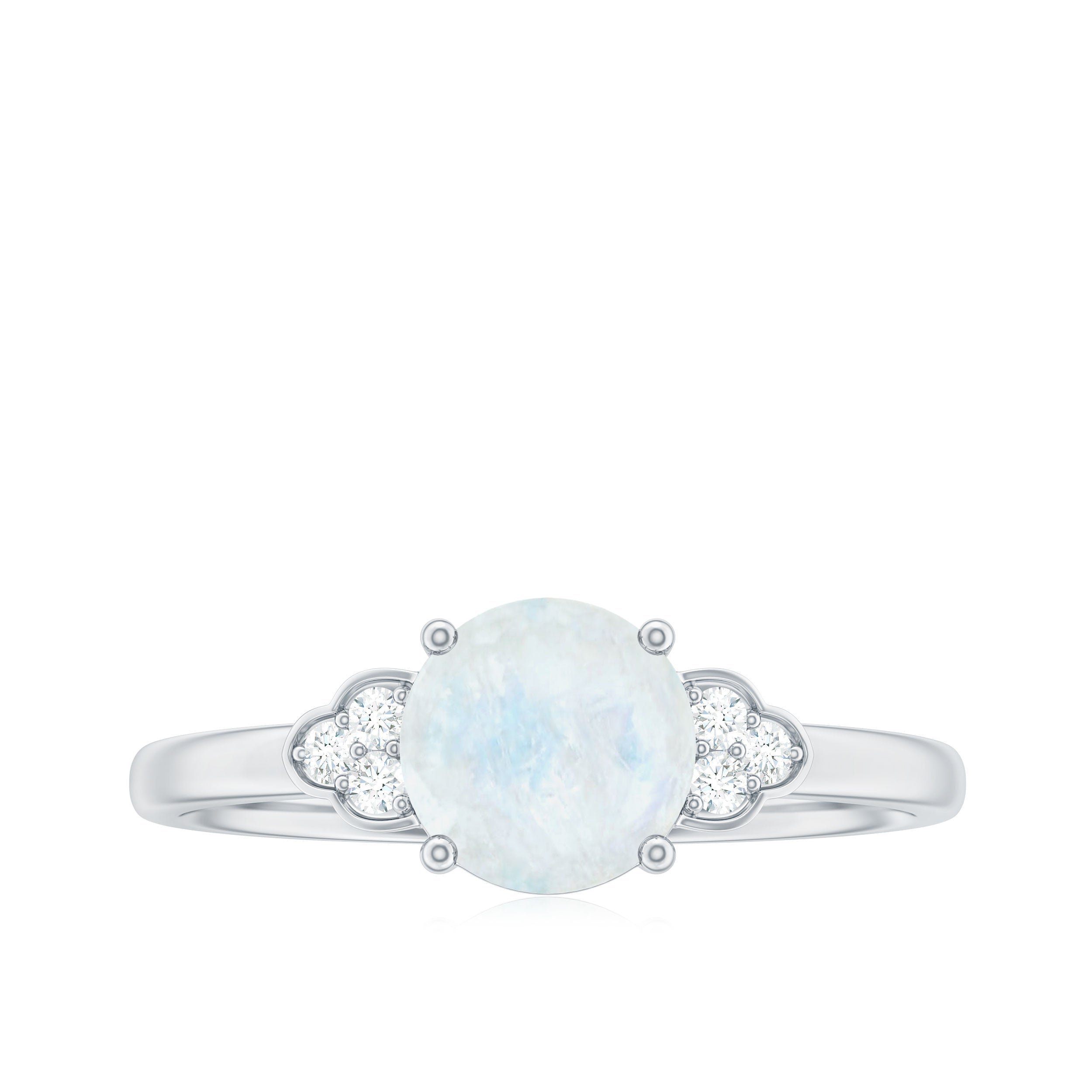 1.50 CT Moonstone Solitaire Engagement Ring with Diamond Trio Moonstone - ( AAA ) - Quality - Rosec Jewels