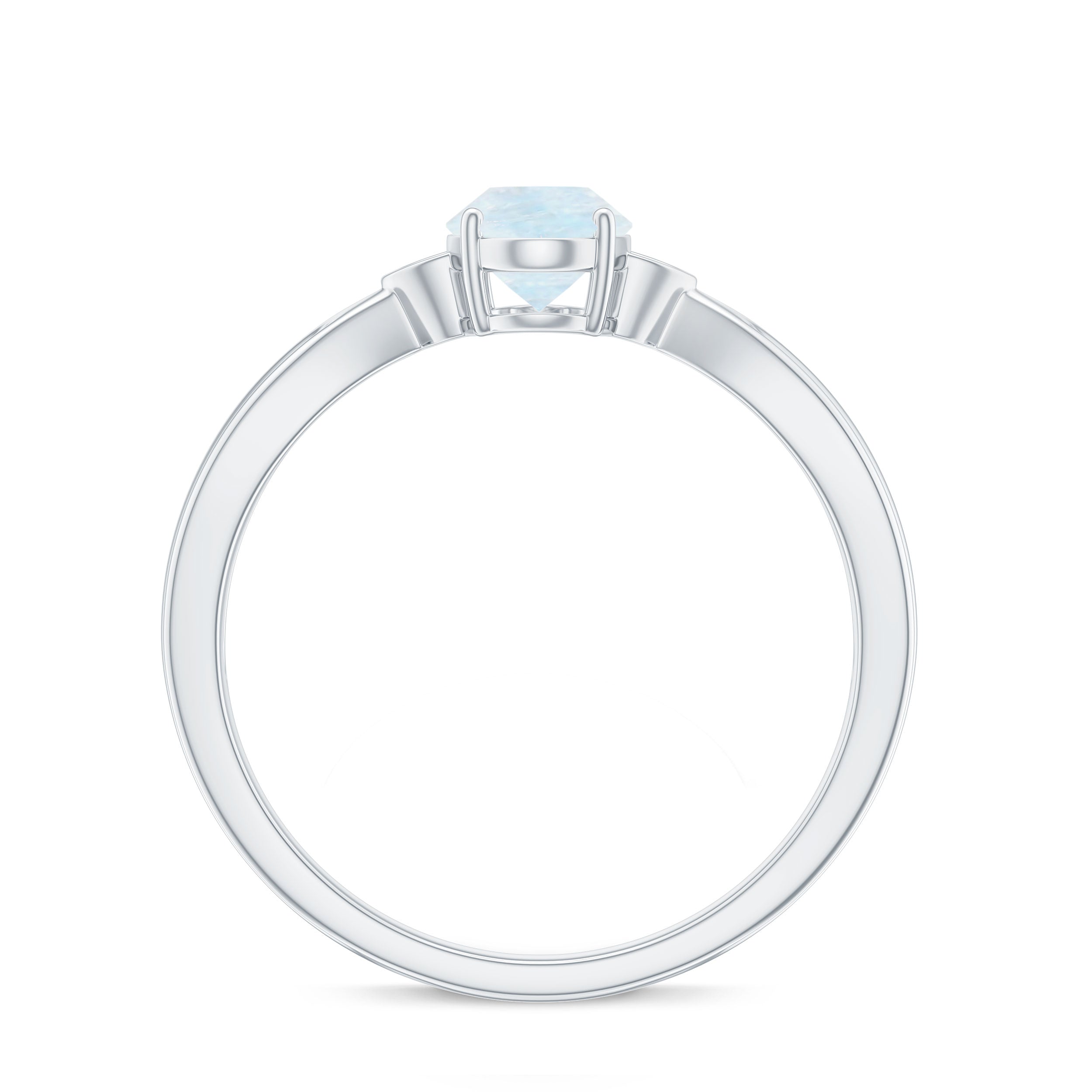 1 CT Oval Cut Moonstone Solitaire Ring with Diamond Moonstone - ( AAA ) - Quality - Rosec Jewels