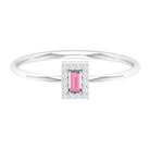 Natural Pink Tourmaline Dainty Promise Ring with Diamond Accent Pink Tourmaline - ( AAA ) - Quality - Rosec Jewels