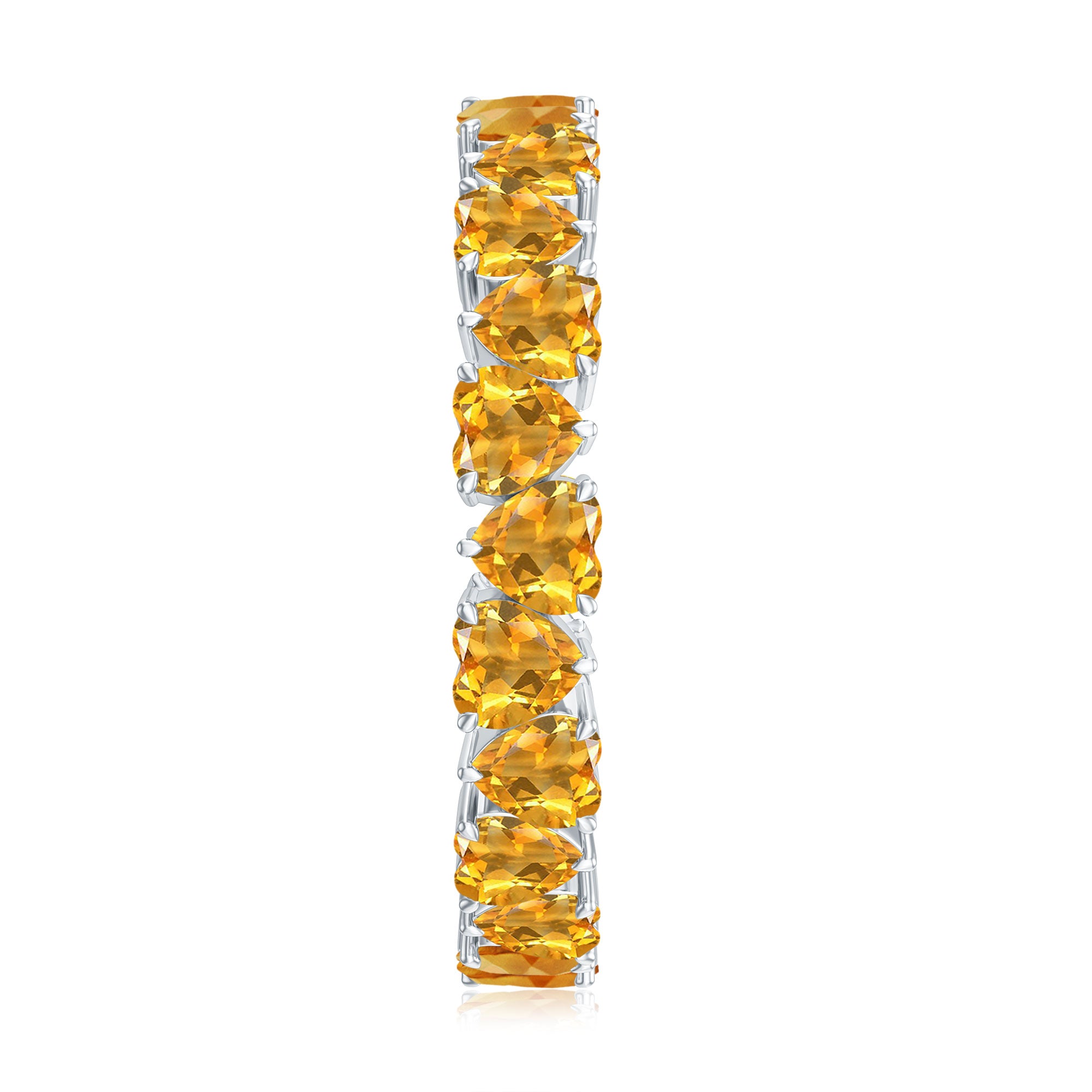 Yellow Heart Cut Citrine Eternity Ring in Claw Setting Citrine - ( AAA ) - Quality - Rosec Jewels