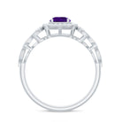 3/4 CT Amethyst and Diamond Art Deco Engagement Ring with Milgrain Details Amethyst - ( AAA ) - Quality - Rosec Jewels