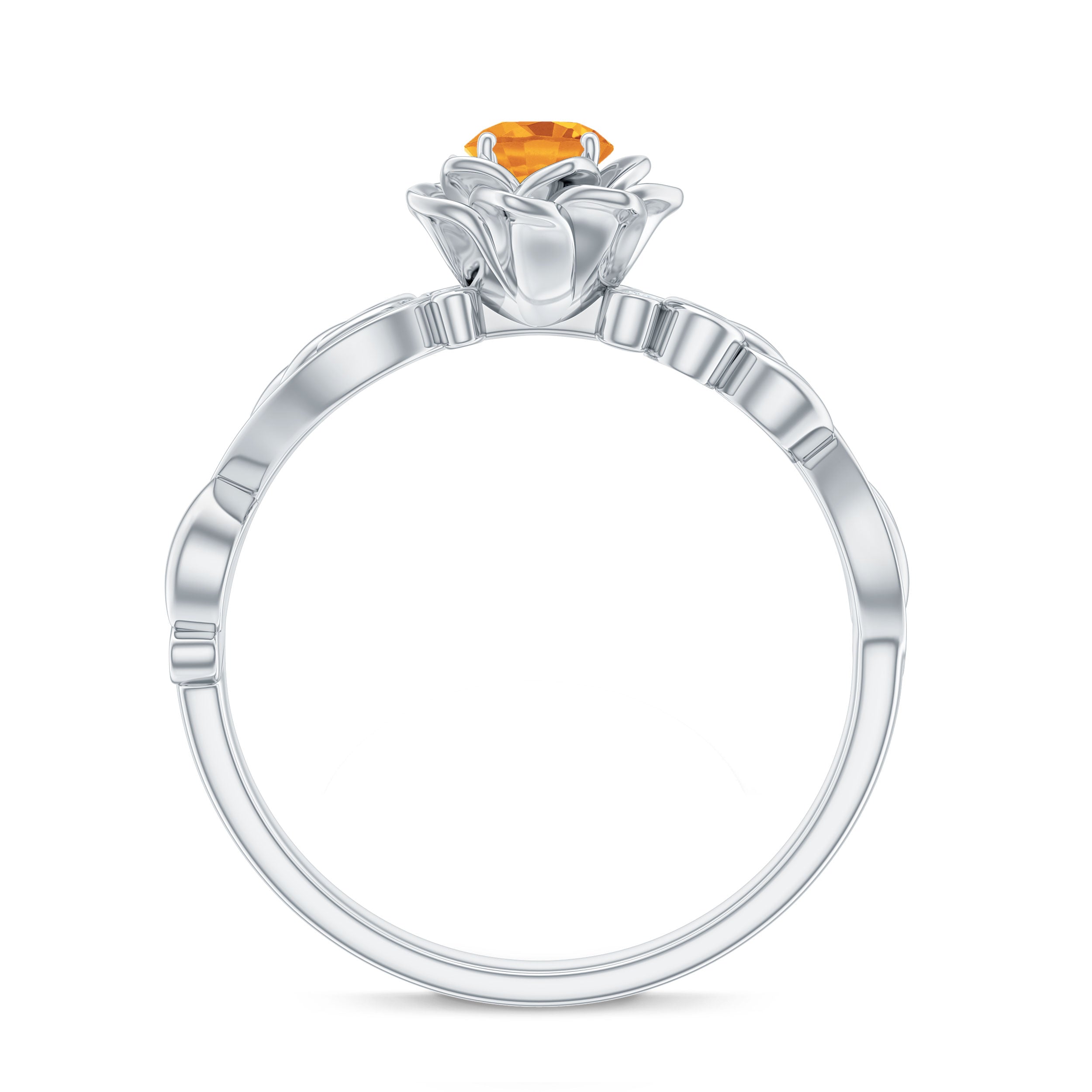 Flower Inspired Natural Citrine and Diamond Engagement Ring Citrine - ( AAA ) - Quality - Rosec Jewels