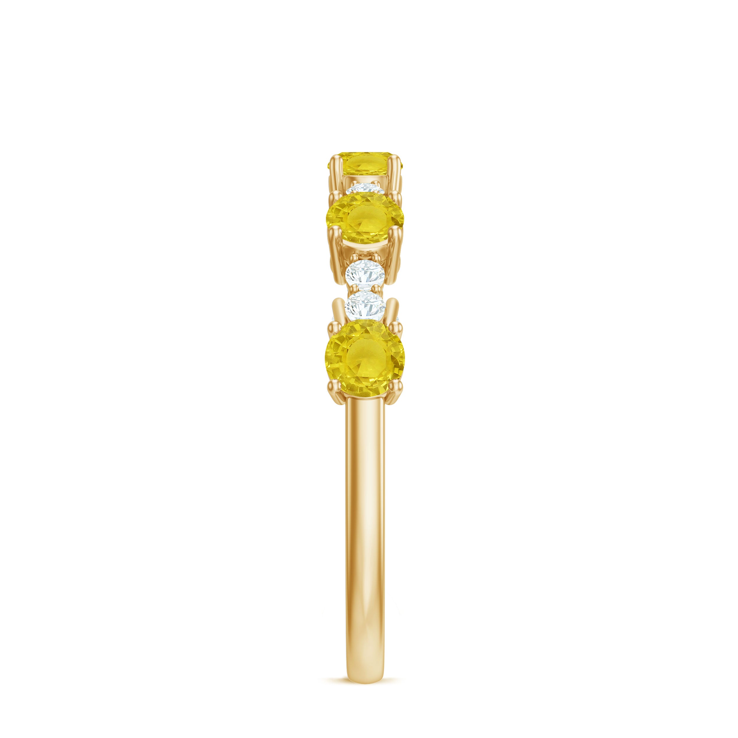 3/4 CT Yellow Sapphire and Diamond Minimal Stackable Gold Ring Yellow Sapphire - ( AAA ) - Quality - Rosec Jewels