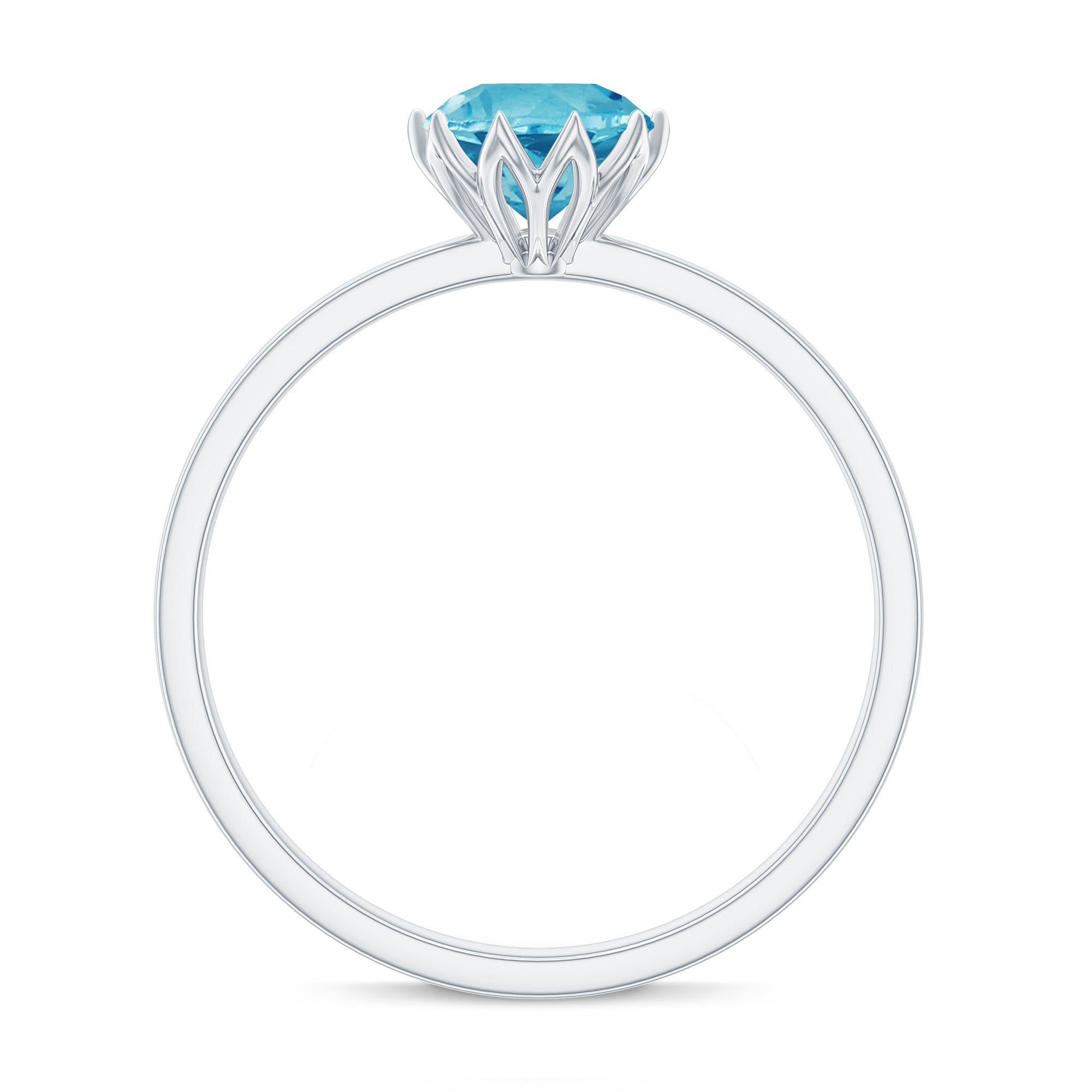 1 CT Swiss Blue Topaz Solitaire Ring in Lotus Basket Setting Swiss Blue Topaz - ( AAA ) - Quality - Rosec Jewels