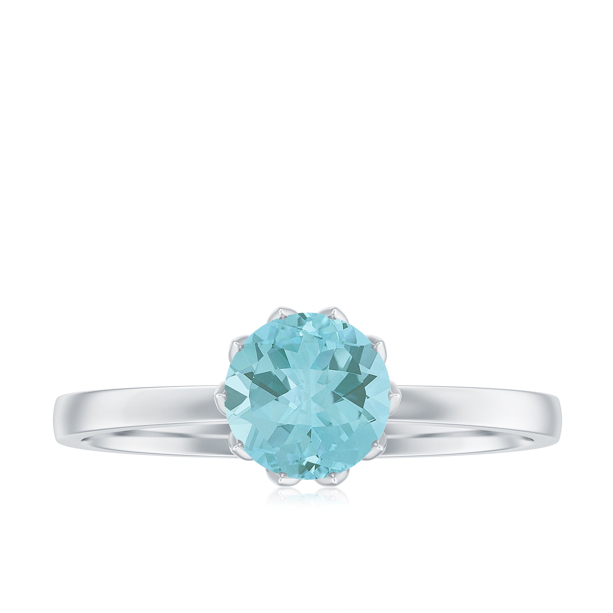 Solitaire Sky Blue Topaz Ring in Lotus Basket Setting Sky Blue Topaz - ( AAA ) - Quality - Rosec Jewels