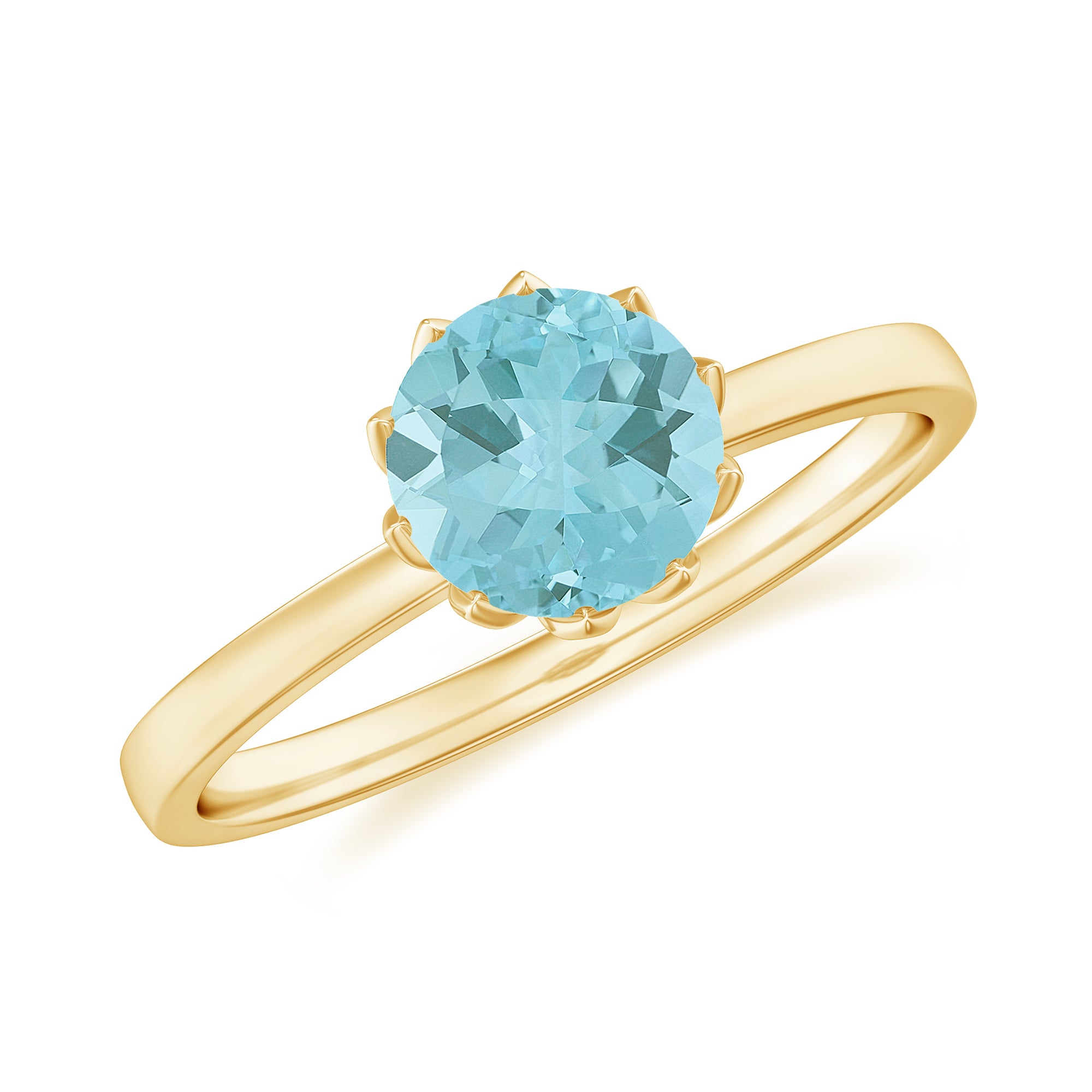 Solitaire Sky Blue Topaz Ring in Lotus Basket Setting Sky Blue Topaz - ( AAA ) - Quality - Rosec Jewels