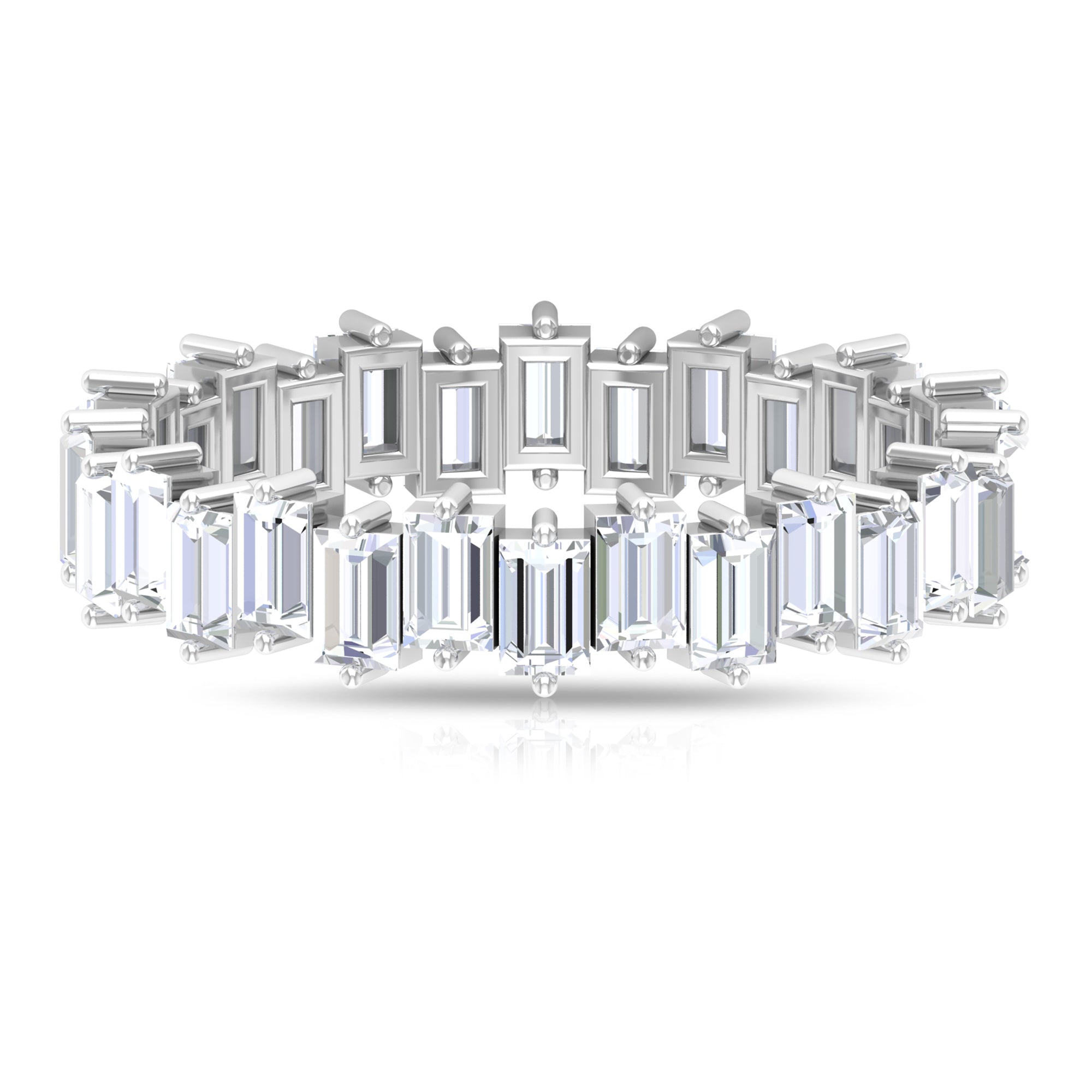 Baguette Shape Moissanite Uneven Full Eternity Ring Moissanite - ( D-VS1 ) - Color and Clarity - Rosec Jewels