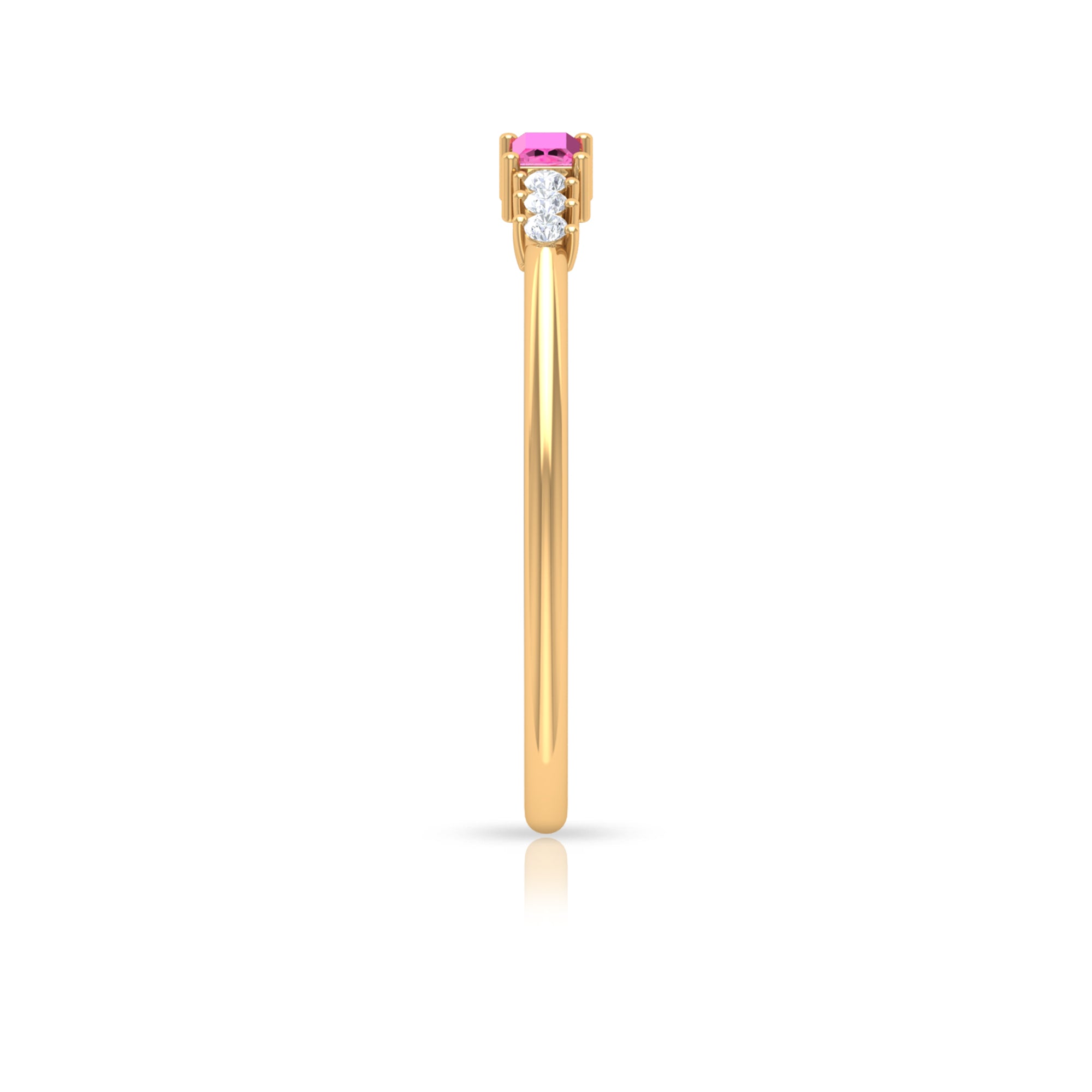 1/4 CT Pink Sapphire and Diamond Stackable Ring Pink Sapphire - ( AAA ) - Quality - Rosec Jewels