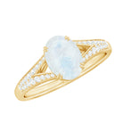 3/4 CT Oval Cut Moonstone Solitaire Engagement Ring with Diamond Accent Moonstone - ( AAA ) - Quality - Rosec Jewels