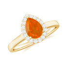 1 CT Teardrop Fire Opal Ring with Diamond Accent Fire Opal - ( AAA ) - Quality - Rosec Jewels