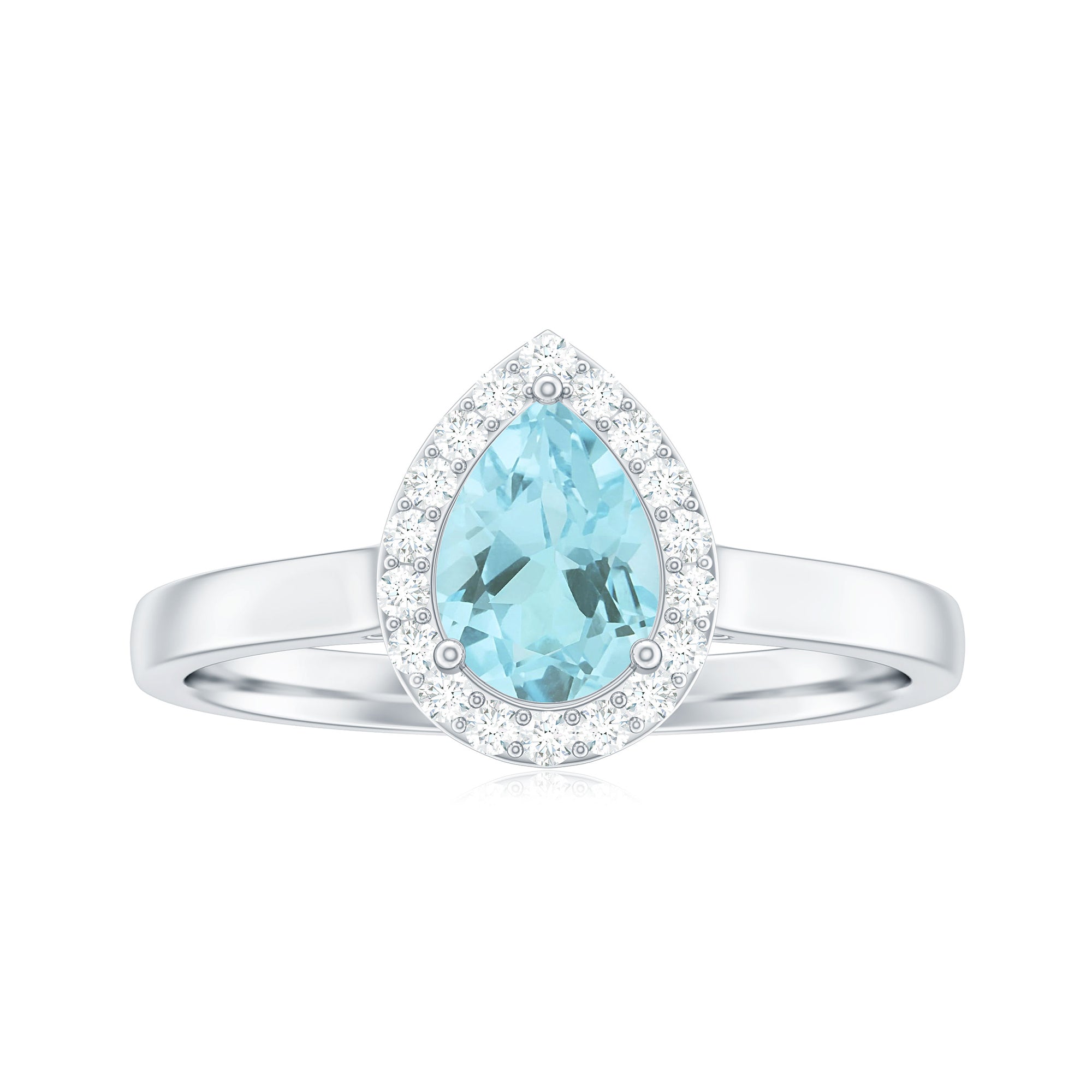 Teardrop Sky Blue Topaz Ring with Diamond Accent Sky Blue Topaz - ( AAA ) - Quality - Rosec Jewels