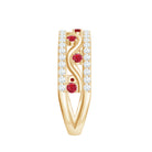 Created Ruby and Moissanite Designer Wedding Band Ring in Gold Lab Created Ruby - ( AAAA ) - Quality - Rosec Jewels