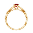 Solitaire Created Ruby Crossover Ring with Surprise Diamond Lab Created Ruby - ( AAAA ) - Quality - Rosec Jewels