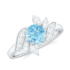 1.25 CT Aquamarine and Diamond Flower Cocktail Ring Aquamarine - ( AAA ) - Quality - Rosec Jewels