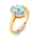 Aquamarine Oval Halo Engagement Ring with Diamond Aquamarine - ( AAA ) - Quality - Rosec Jewels