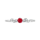 Created Ruby and Diamond Leaf Promise Ring with Beaded Gold Lab Created Ruby - ( AAAA ) - Quality - Rosec Jewels