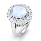 2.50 CT Vintage Claw Set Moonstone Engagement Ring with Moissanite Halo Moonstone - ( AAA ) - Quality - Rosec Jewels