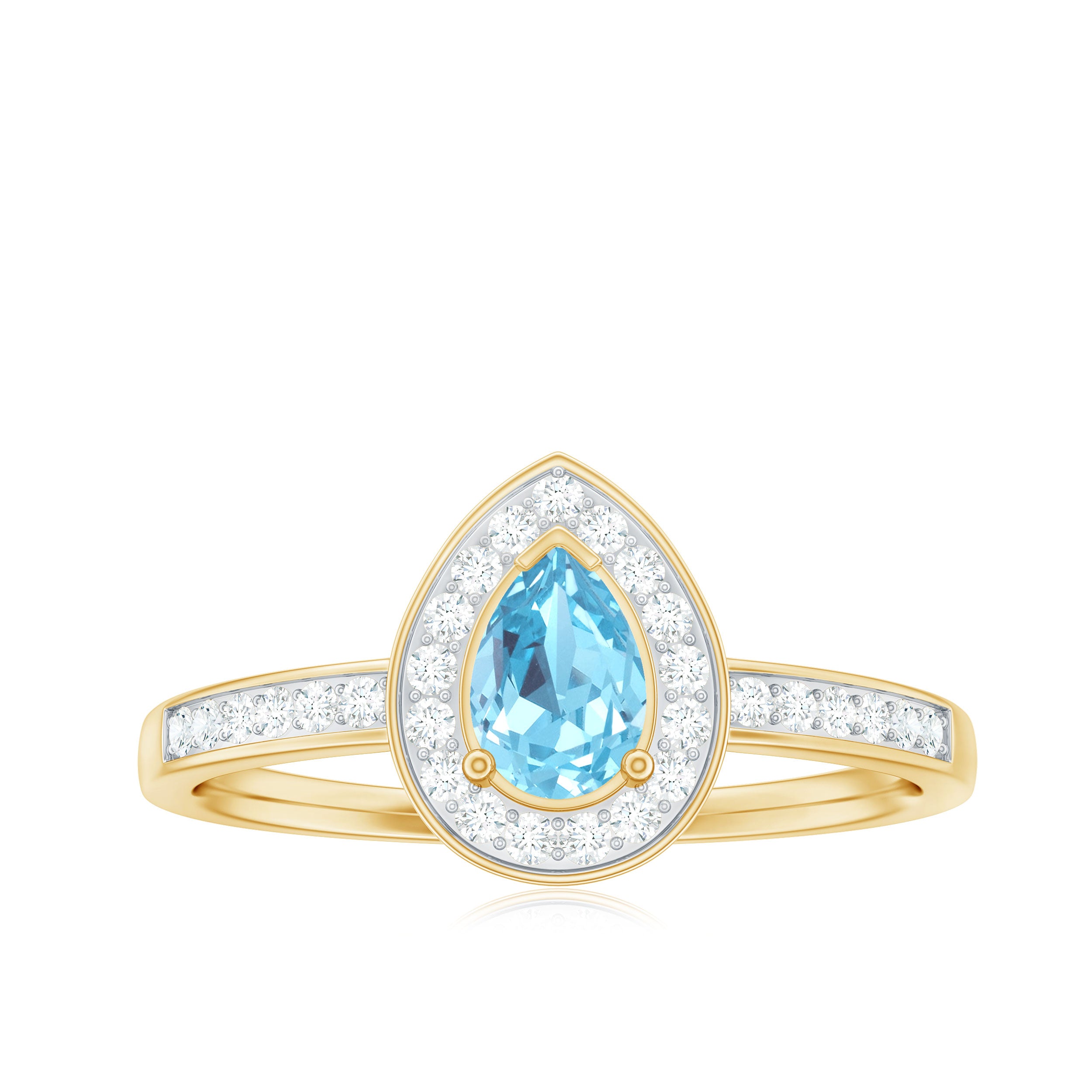 0.75 CT Classic Aquamarine and Diamond Engagement Ring Aquamarine - ( AAA ) - Quality - Rosec Jewels