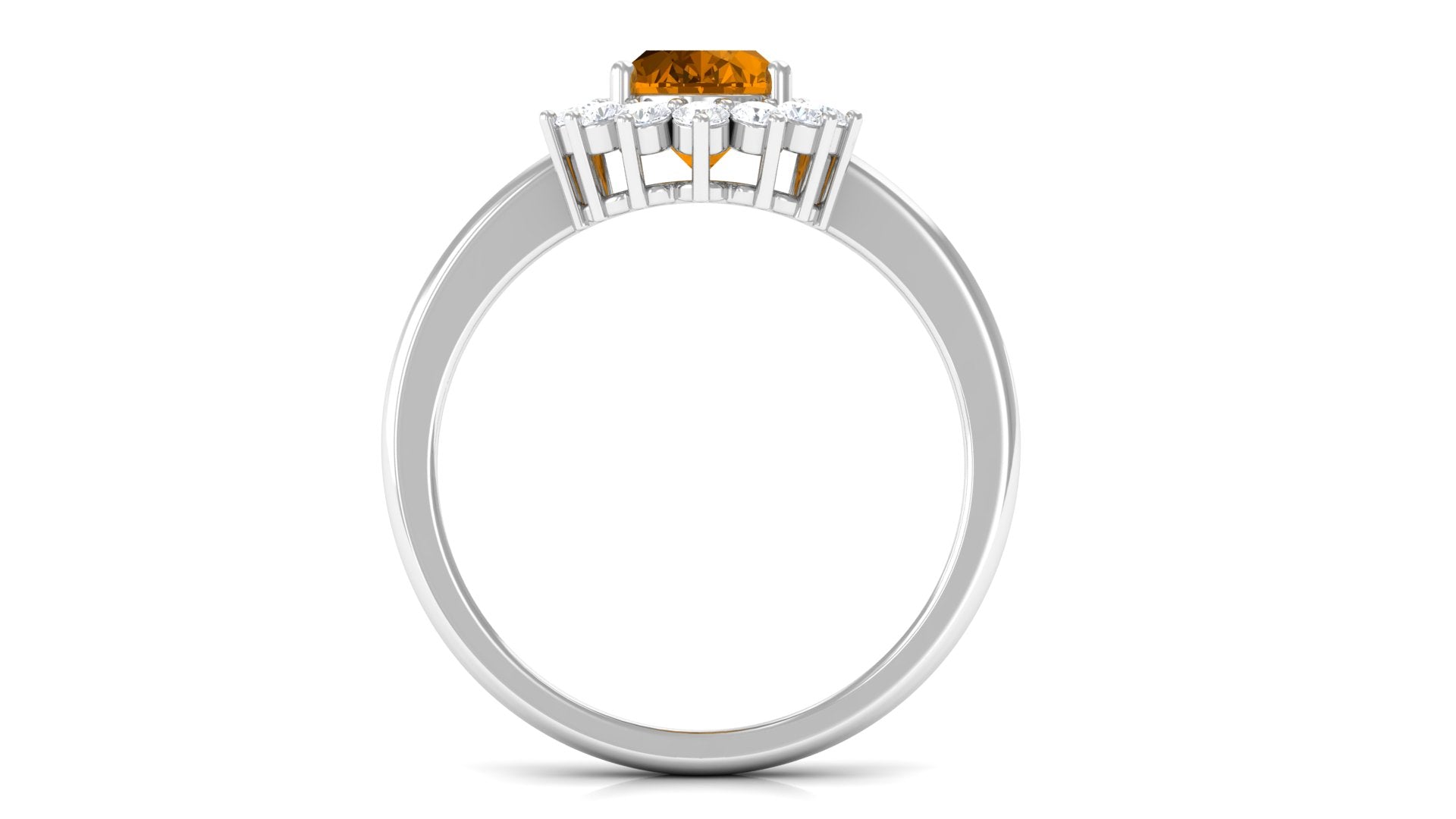 1.5 CT Princess Diana Inspired Oval Shape Citrine Engagement Ring with Diamond Halo Citrine - ( AAA ) - Quality - Rosec Jewels