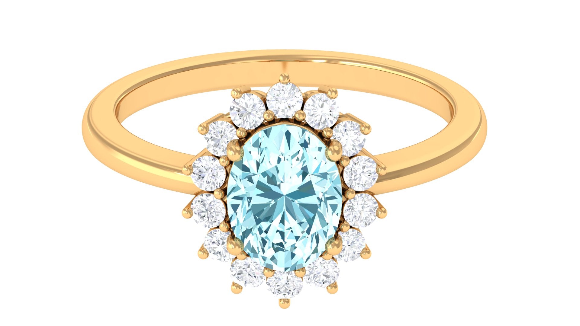 1.5 CT Princess Diana Inspired Aquamarine and Diamond Engagement Ring Aquamarine - ( AAA ) - Quality - Rosec Jewels