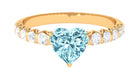 1 CT Claw Set Heart Shape Aquamarine and Diamond Engagement Ring Aquamarine - ( AAA ) - Quality - Rosec Jewels