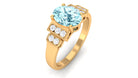 1.50 CT Aquamarine Solitaire Ring with Diamond Collar Aquamarine - ( AAA ) - Quality - Rosec Jewels