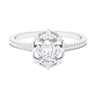 3/4 CT Vintage Inspired Moissanite Flower Engagement Ring Moissanite - ( D-VS1 ) - Color and Clarity - Rosec Jewels