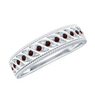 Designer Garnet Wedding Band Ring Garnet - ( AAA ) - Quality - Rosec Jewels