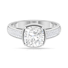 3.75 CT Cushion Cut Moissanite Solitaire Ring with Side Stones Moissanite - ( D-VS1 ) - Color and Clarity - Rosec Jewels