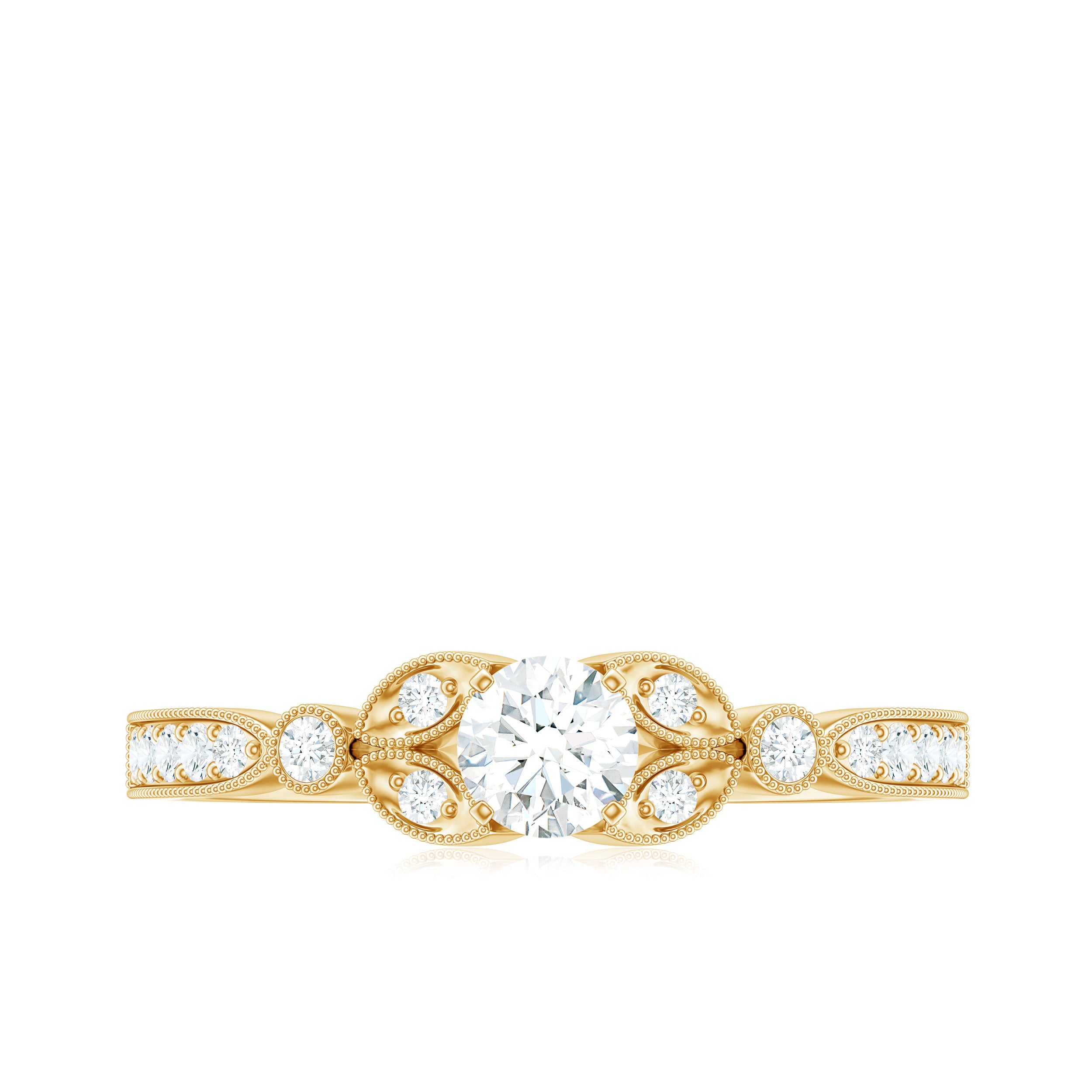 3/4 CT Vintage Inspired Zircon Engagement Ring in Gold Zircon - ( AAAA ) - Quality - Rosec Jewels