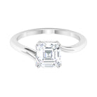 7 MM Asscher Cut Moissanite Solitaire Ring in V Scroll Setting with Bypass Shank Moissanite - ( D-VS1 ) - Color and Clarity - Rosec Jewels